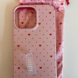 Loopy Case Blush Pink with Red Hearts Phone Case
